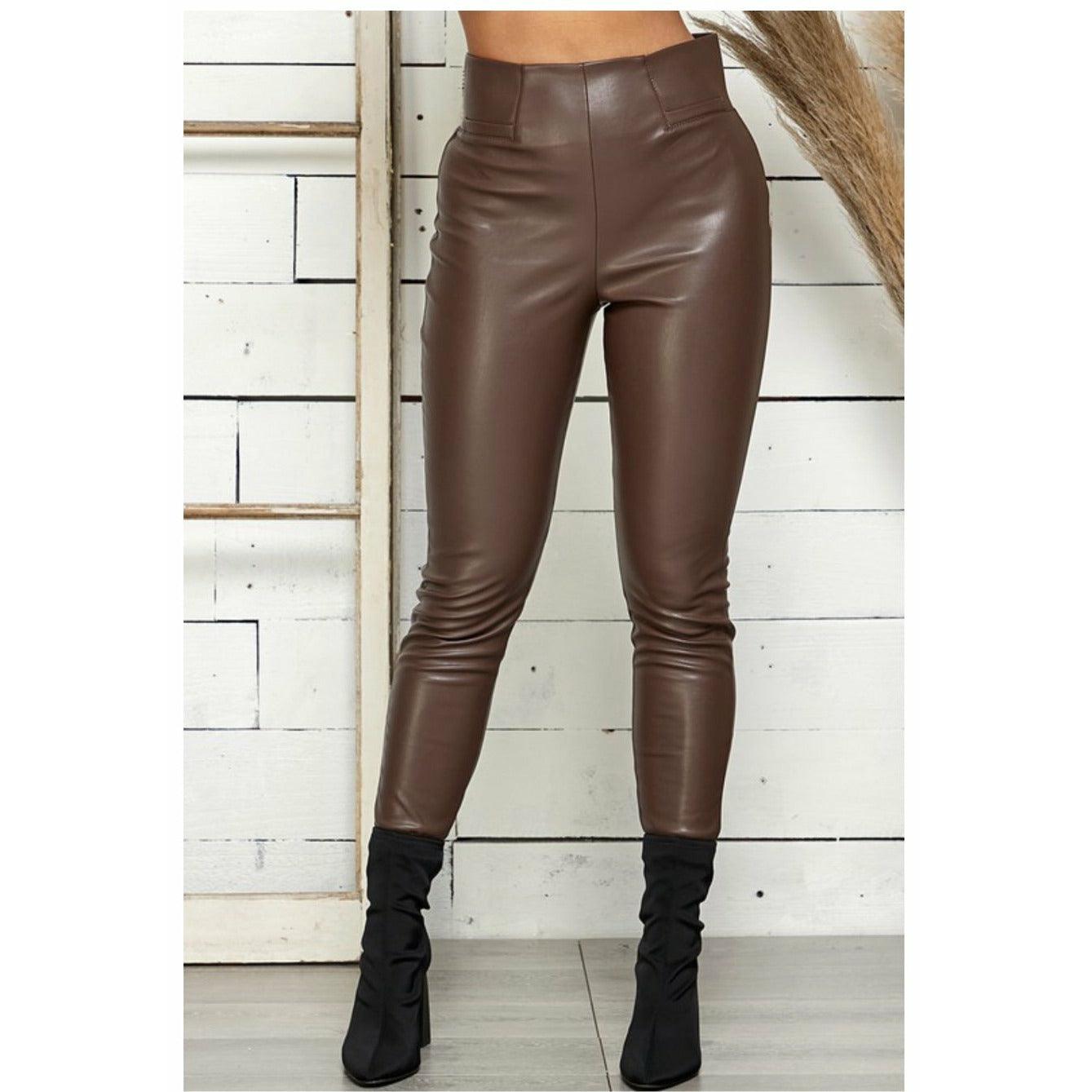 Chocolate Brown Faux leather leggings – Gilu Designs