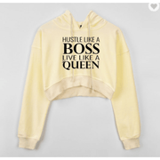 Hustle Like A Boss Live Like A Queen Gilu Exclusive Crop Top Sweater - Gilu Designs 