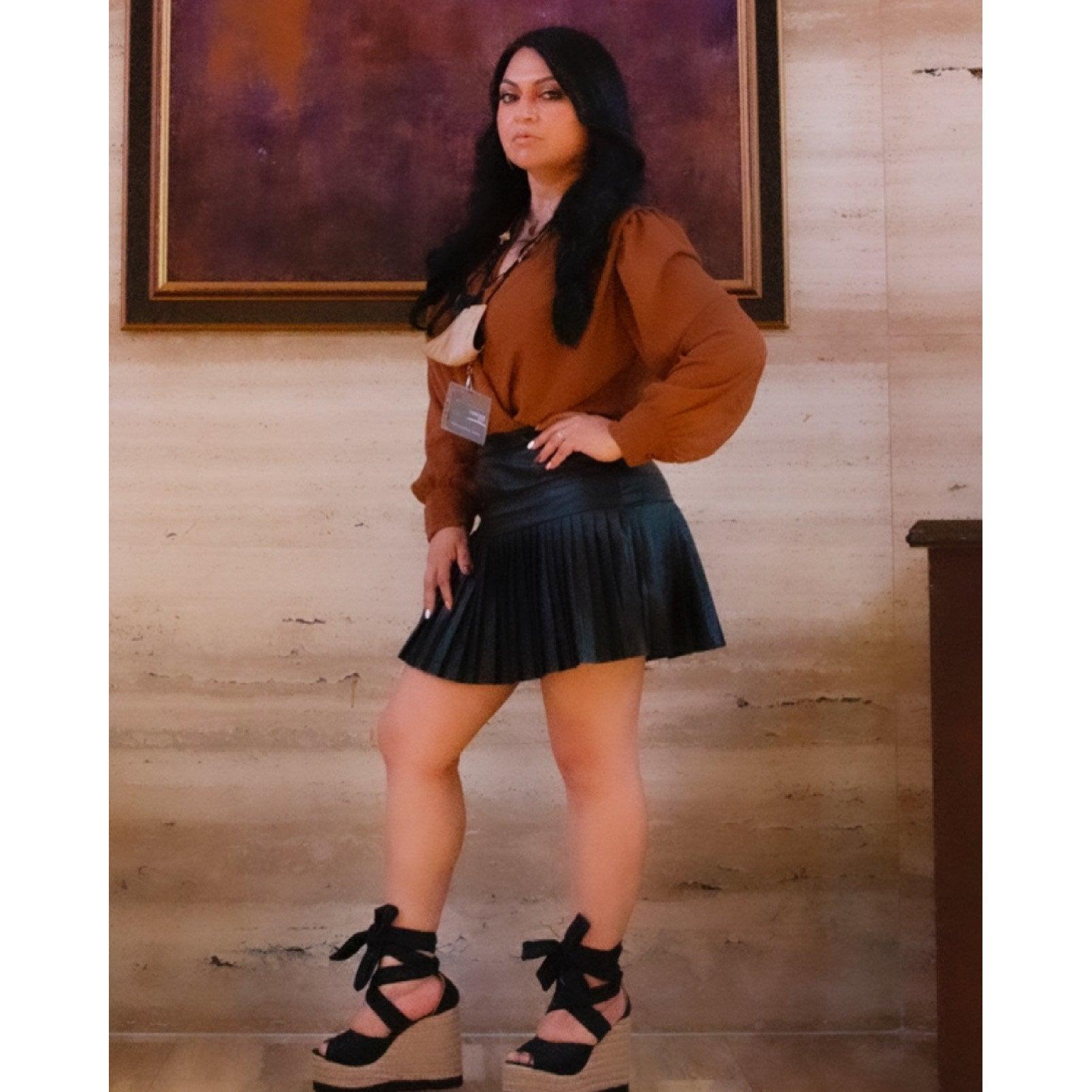 Pu Leather Pleaded Skirt - Gilu Designs 