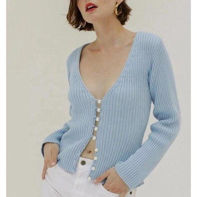 French Sweet Girl knitted Pearl Sweater - Gilu Designs 