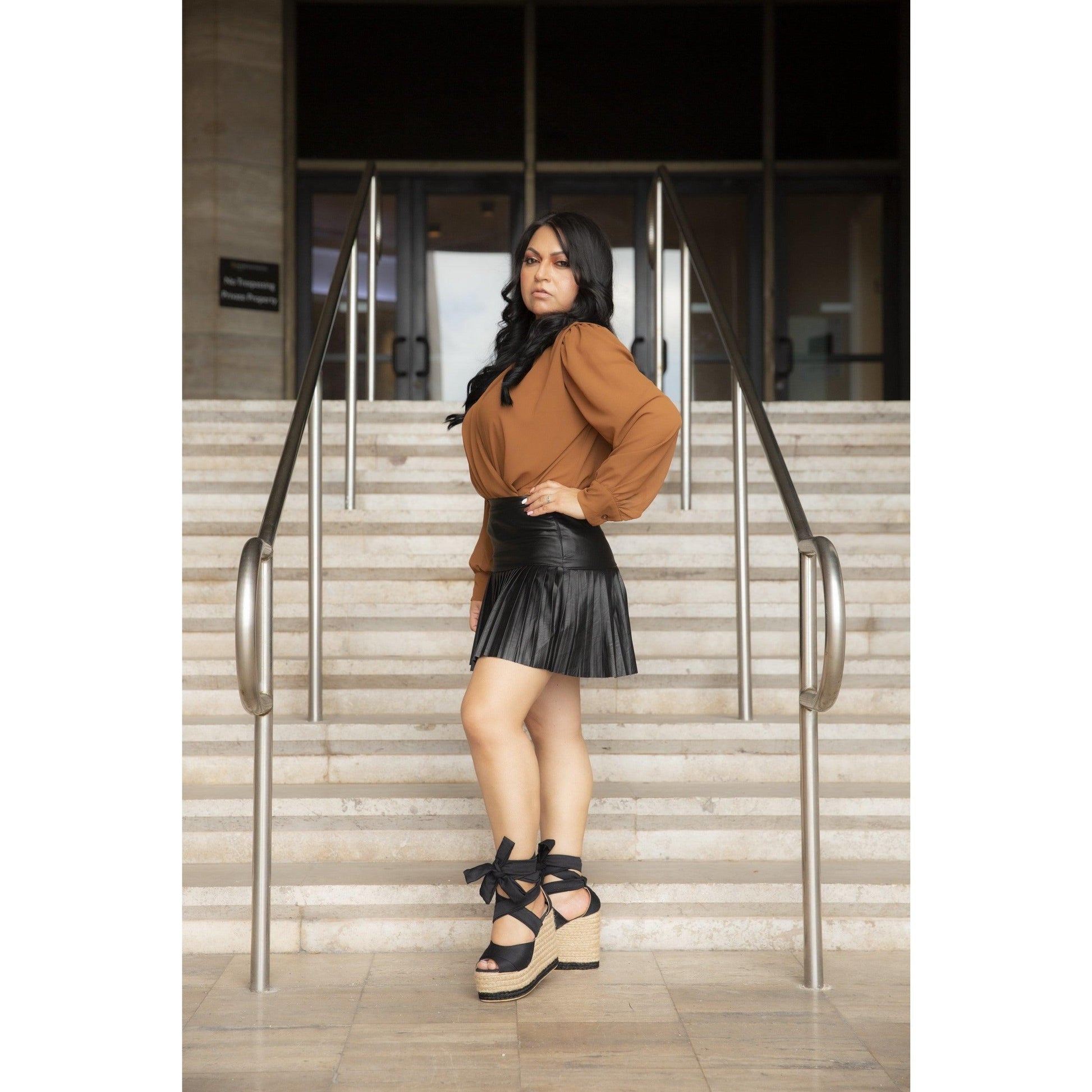 Pu Leather Pleaded Skirt - Gilu Designs 