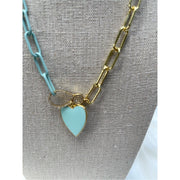 Light Blue Heart Paper Clip Necklace - Gilu Designs 