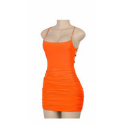 Neon Orange Open Back Mini Dress - Gilu Designs 